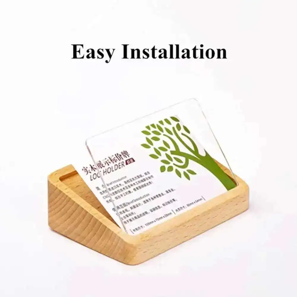 Slant Back Acrylic Sign Holder Display Stand Wood Notice Price Sheet Lable Holder Photo Literature Frame