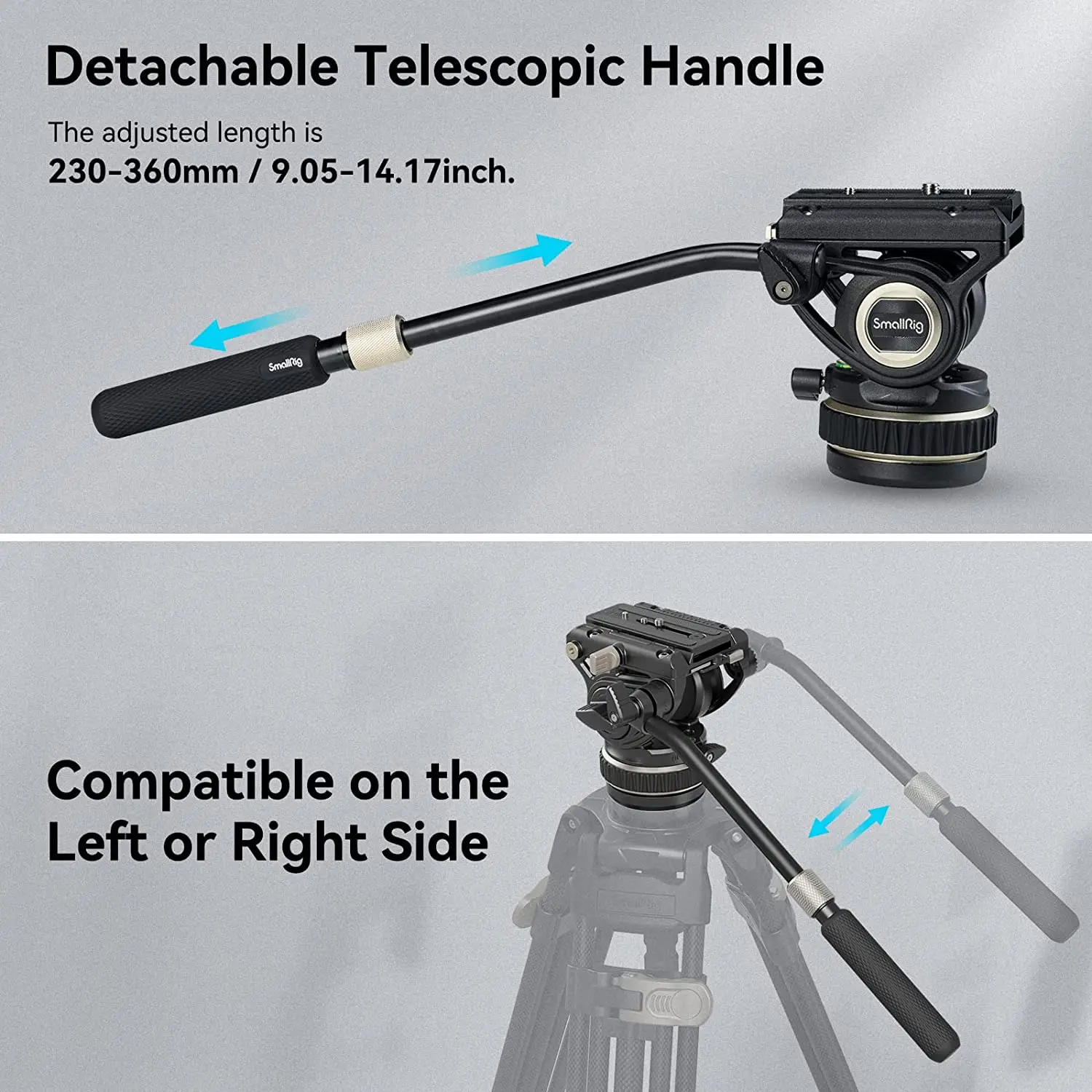 DH10 Heavy Duty Tripod Fluid Video Head with Flat Base Adjustable Handle for Ma