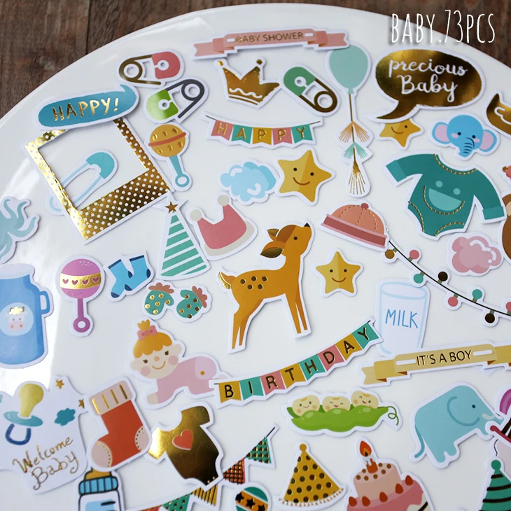 73pcs Cute Hello Baby Girls Boys Stickers Pregnancy Newborn Stickers Scrapbooking Planner Craft Baby Gift Card Making cartoon stickers,decorative stickers,self adhesive stickers,custom stickers,stationery stickers,anime stickers,paper stickers,adhesive stickers,decorative labels stickers,roll packaging stickers