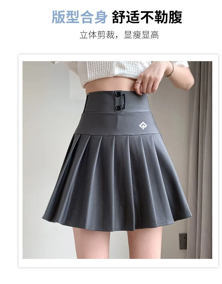 

Korean luxury brand golf tennis pleated skirt, women's high waisted A-line skirt, slimming and anti glare elastic golf tennis sh