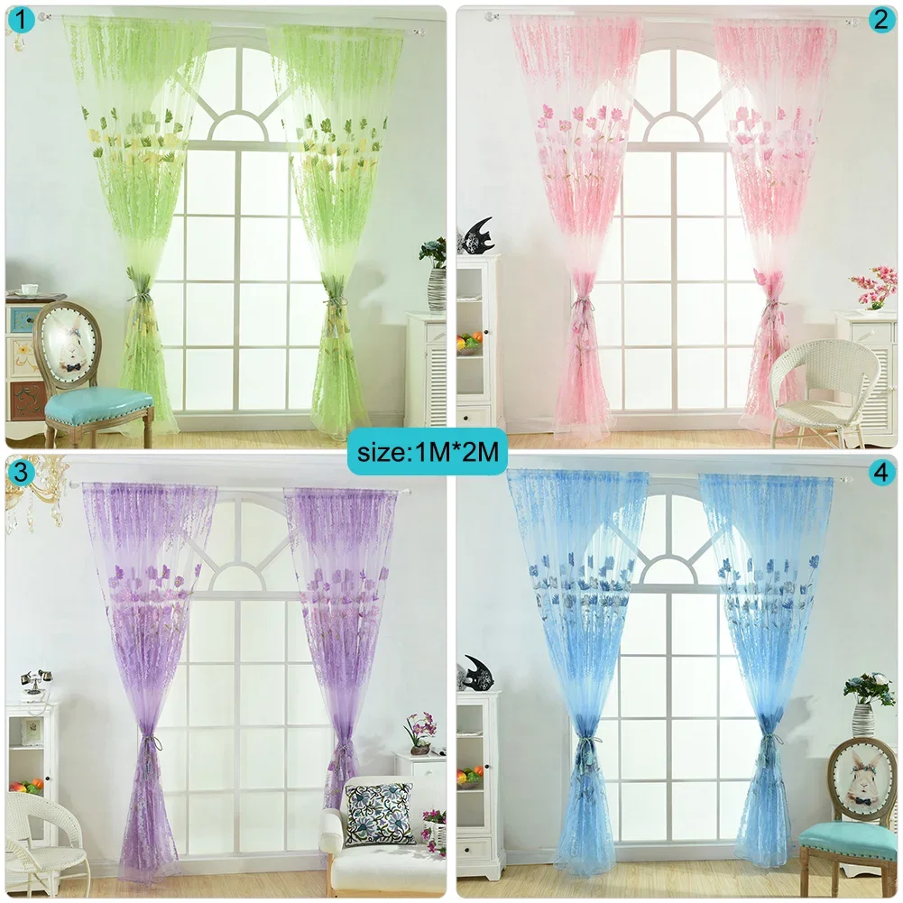 Description Picture 6 of itemFresh Pink Tulle Sheer Curtains for Living Room Lace Embroidered Romantic Princess Window Screen Kitchen European Embroider