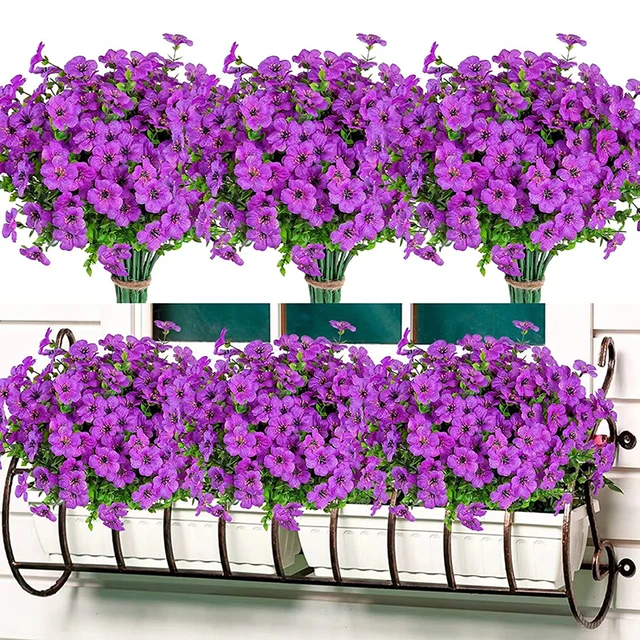 Artificial Daisies Flowers Outdoor UV Resistant Fake Foliage Plants Shrubs  for Window Box Hanging Farmhouse Indoor Outside Decor