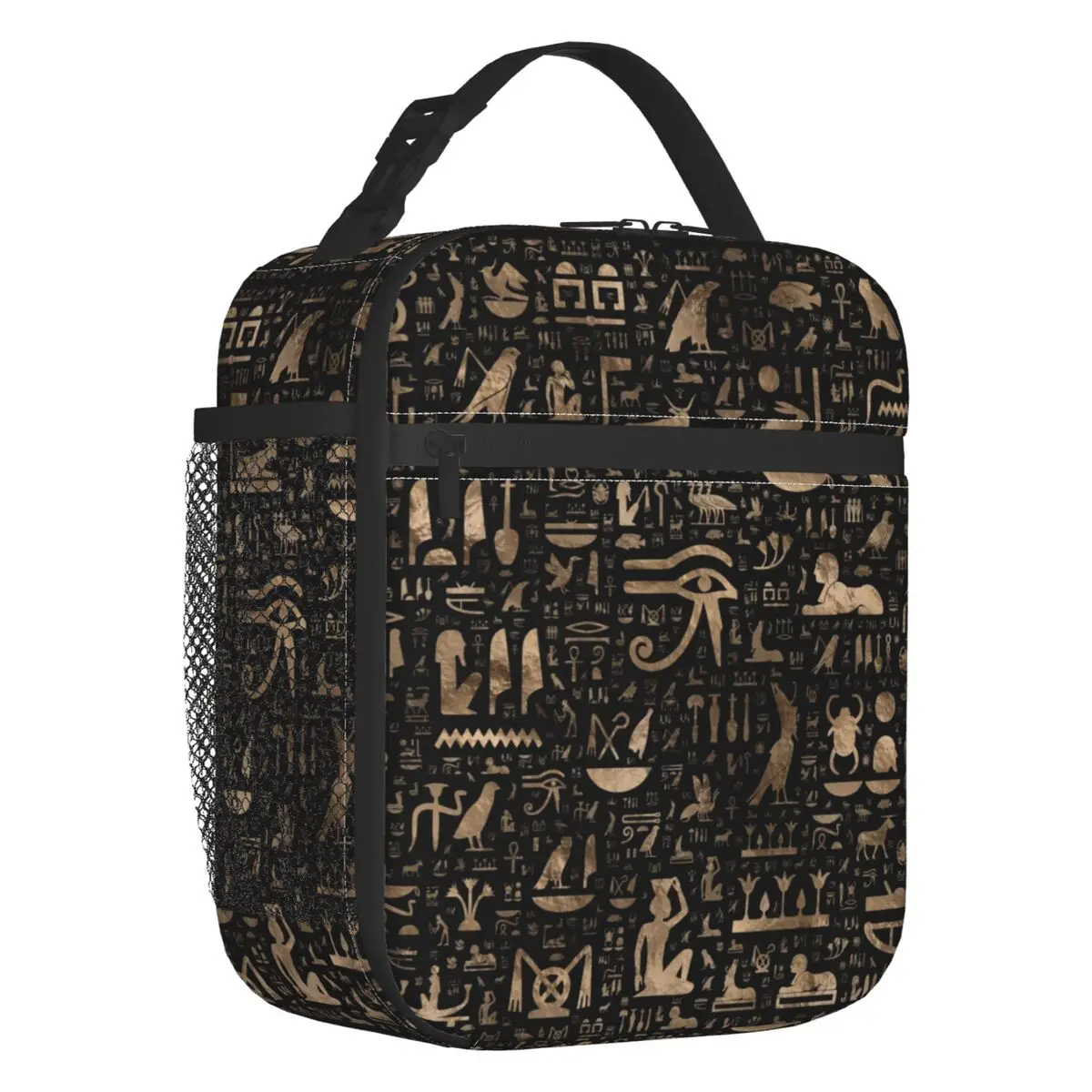 

Ancient Egyptian Hieroglyphs Thermal Insulated Lunch Bags Women Egypt Symbol Portable Lunch Tote School Travel Storage Food Box