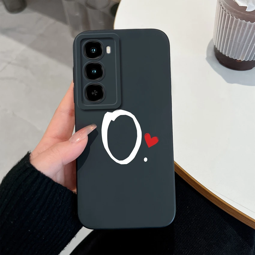 Cute Couple Letters Pattern Lens Protection Soft Silicone Advanced Anti-Fall Fingerprint Resistant Phone Case
