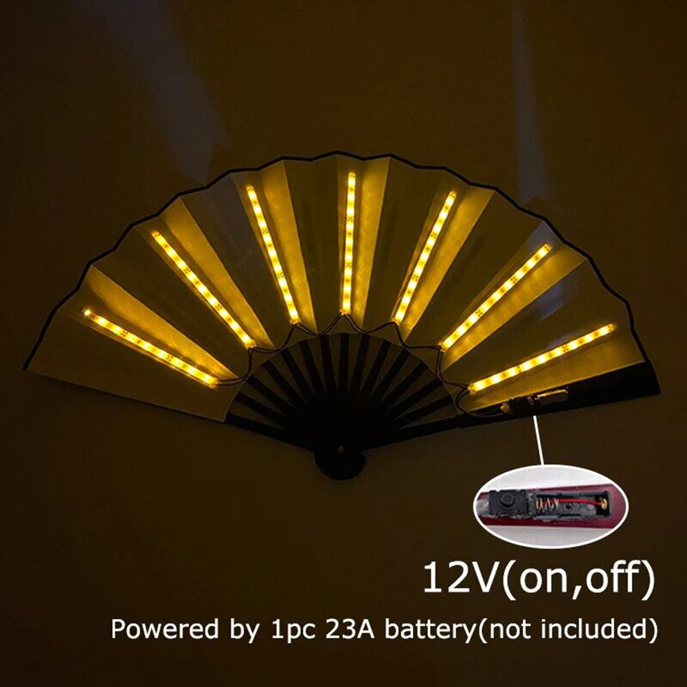 Luminous LED Folding Fan Hand Discoloration Fan for Club Dancing Lights Wedding Gifts Glow In The Dark Birthday Halloween