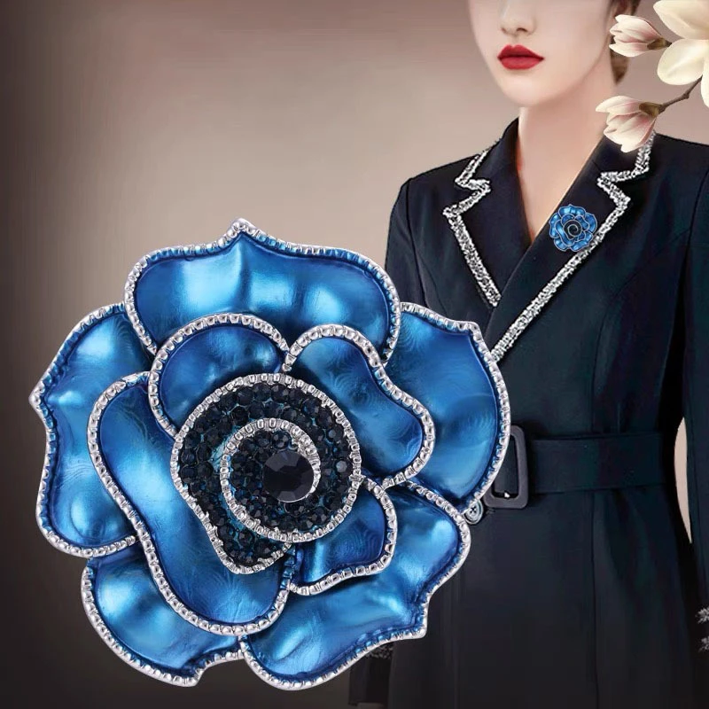 strijd corruptie Vacature Nieuwe Blauwe Bloem Rose Broche Vrouwelijke Hoogwaardige Luxe Camellia Pin  Ontwerp Corsage Zijden Sjaal Gesp Kleding Accessoires| | - AliExpress