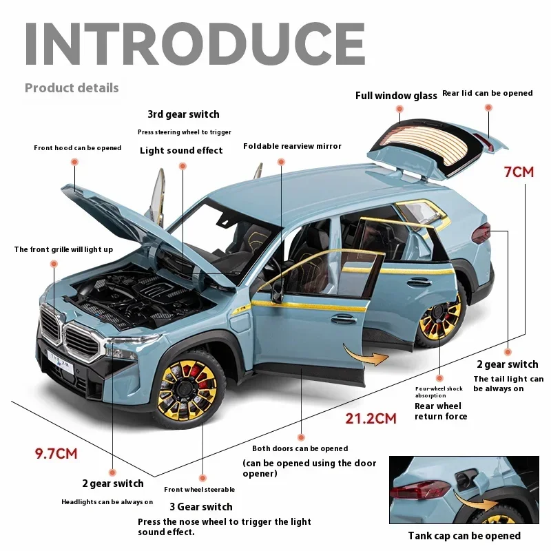 Luxury 1:24 Alloy Metal Diecast Car with Sound and Light - Children's Toy and Collectible Gift