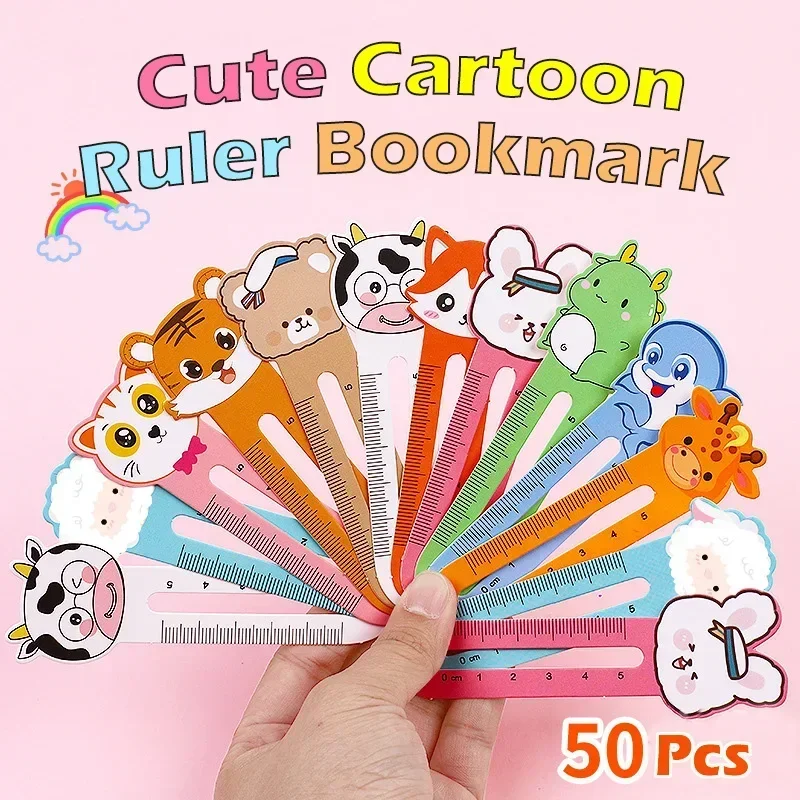 50Pcs Cartoon Animal Bookmark Cute Paper Ruler for Kids Stationery School Supplies Students Rewards animal bookmark bookmarks stationery supplies paper bookmark