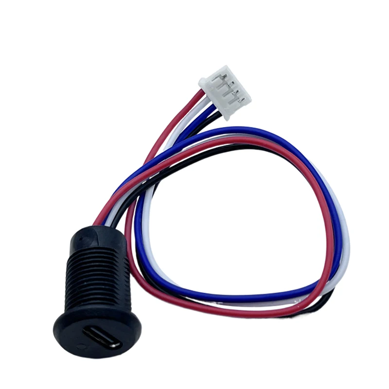 High-Current Waterproof USB Type-C Charging Socket with Indicator Light