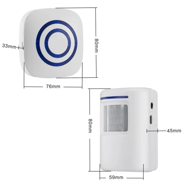 Motion Sensor Alarm Wireless Driveway Alert Home Security System Human Body Induction Smart Doorbell Sensor and Receiver Chime 5