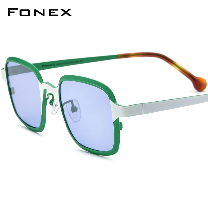 

FONEX Pure Titanium Sunglasses Men 2024 New Fashion Retro Square High Quality Polarized UV400 Sun Glasses Women Shades F85805T