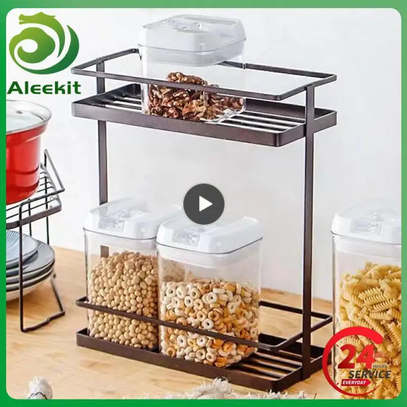 

Seasoning Storage Rack Carbon Steel Resin Kitchen Seasoning No Punching Multi-functional Storage Rack Kitchen Seasoning Shelf