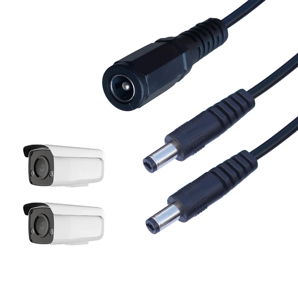DC 5.5 x 2.1 mm 1 Female to 2 Male Y Splitter Power Charging Cable Cord 30CM