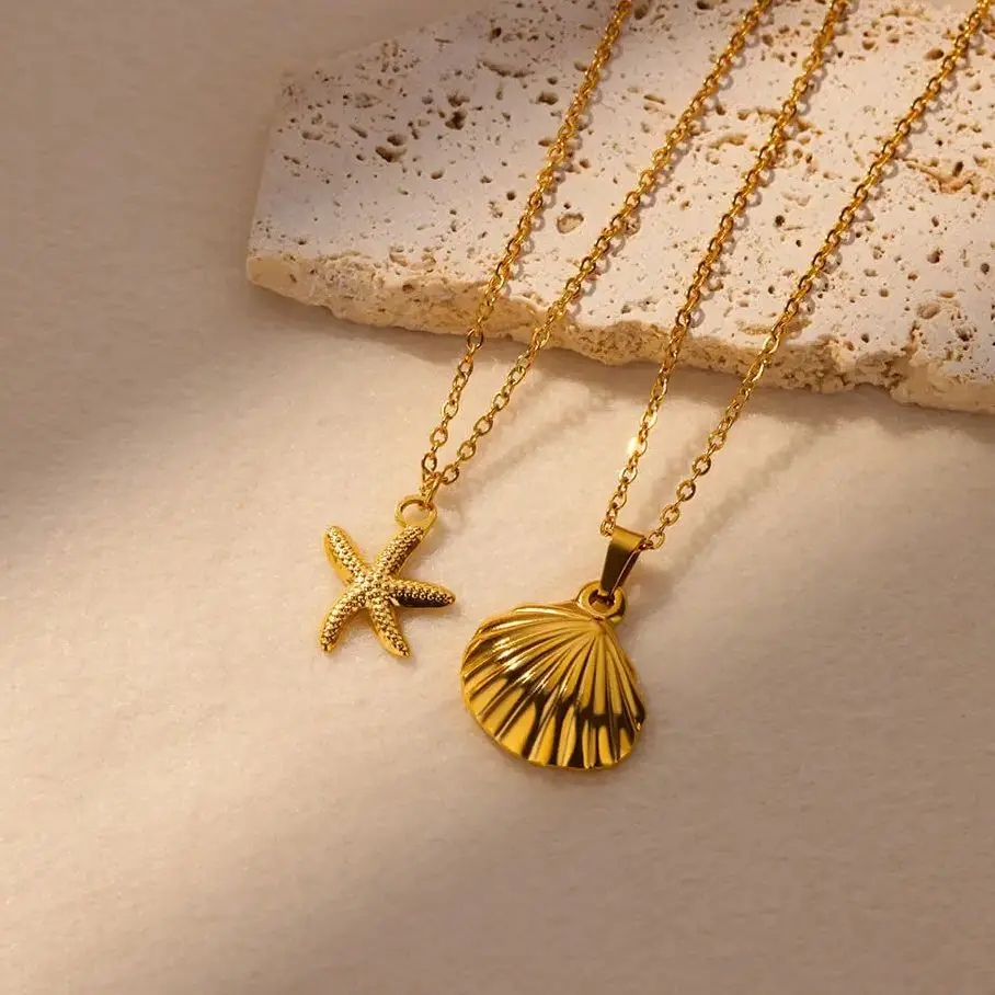 Shell Necklaces Gold Stainless Steel