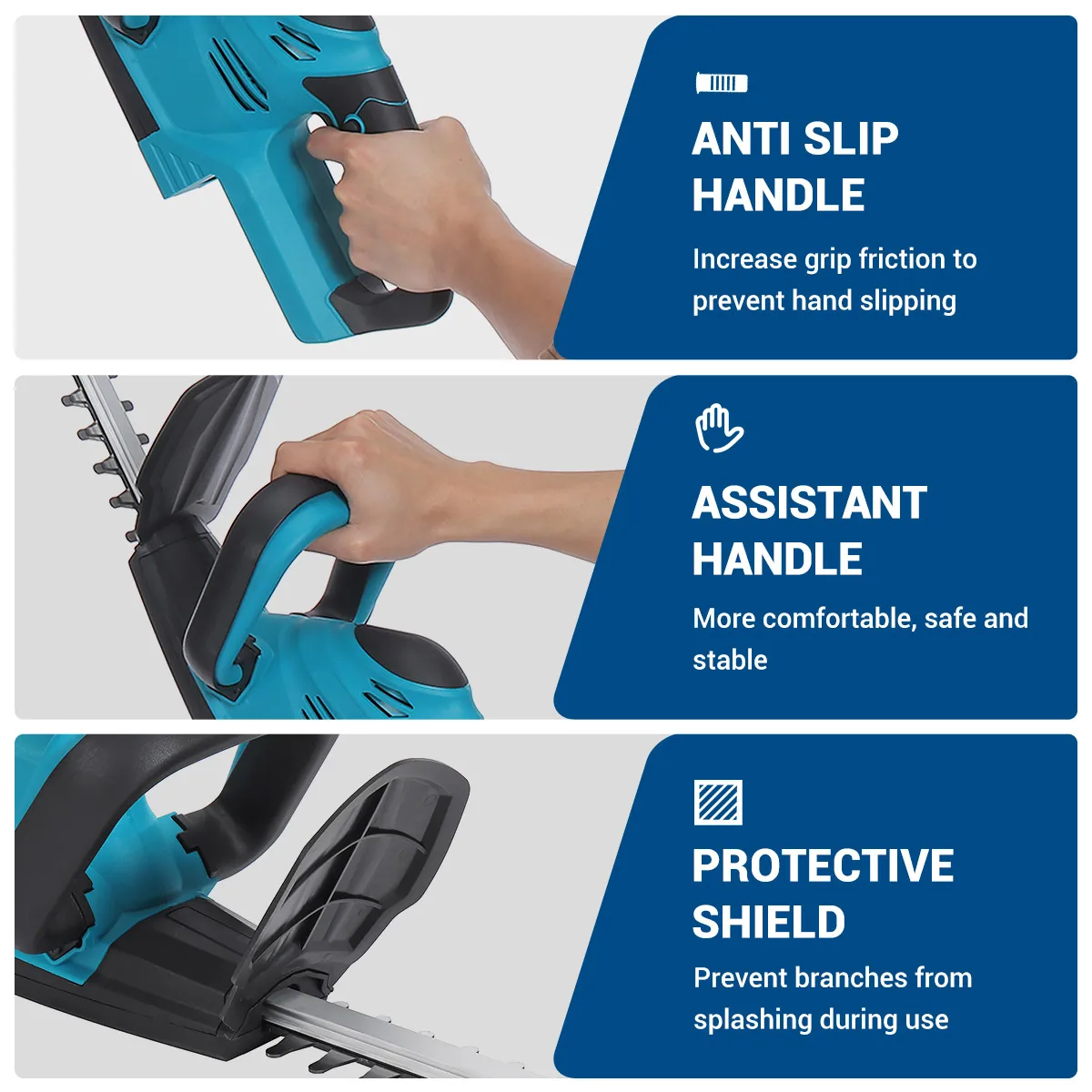 Drillpro 510mm Cordless Electric Hedge Trimmer Wireless Hedge Cutter Pruning Saw Dual-blade Garden Power Tool For Makita Battery 4
