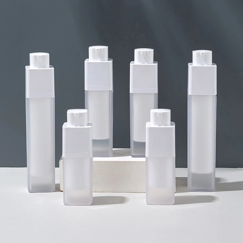 에어리스 펌프 회전 화장품 용기, 프로스트 이중층 두꺼운 사각형 로션, 빈 에어리스 병, 1 개, 15ml, 30ml, 50ml