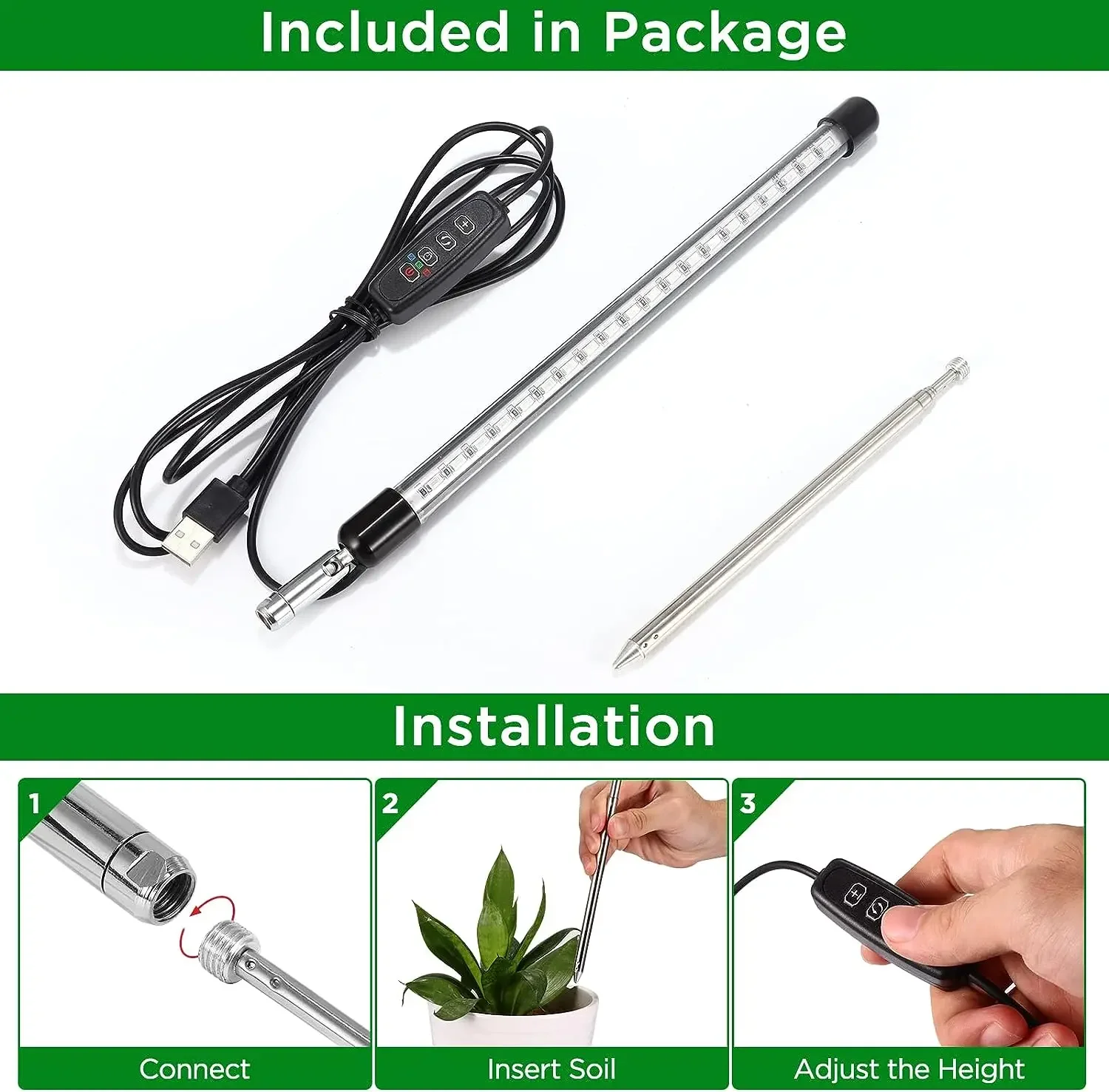 LED Grow Lamp LED Plant Light LED USB Grow Lamp Full Spectrum 5V Plant Growth Light For Indoor Greenhouse Flower Seedling Telescopic rod Tube Phyto Light