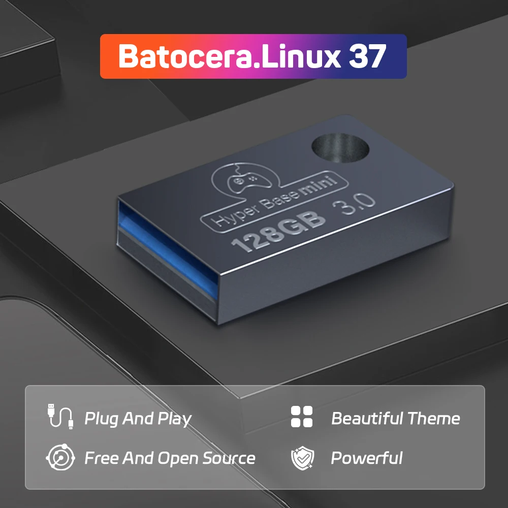Batocera 128G USB ÷ ̺, Windows 43000 Ʈ ӿ, PC  ޴  ֿܼ USB ƽ, PS3, PS2, PS1, N64, WII