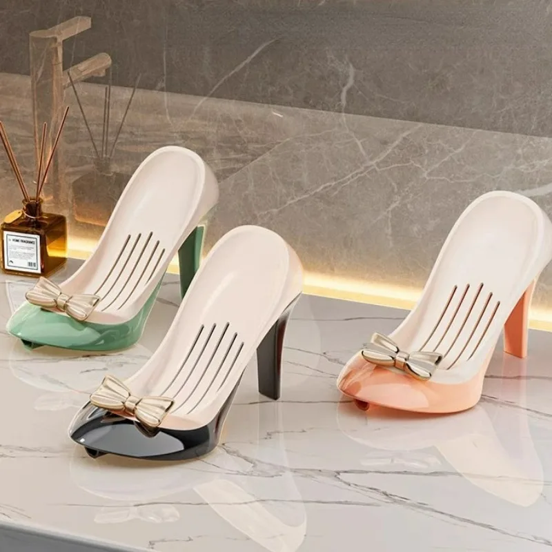 1PC Soap Dish, Personalized High Heels Non-punching, Draining Home Bathroom Toilet Suction Cup Soap Box Shelf 3
