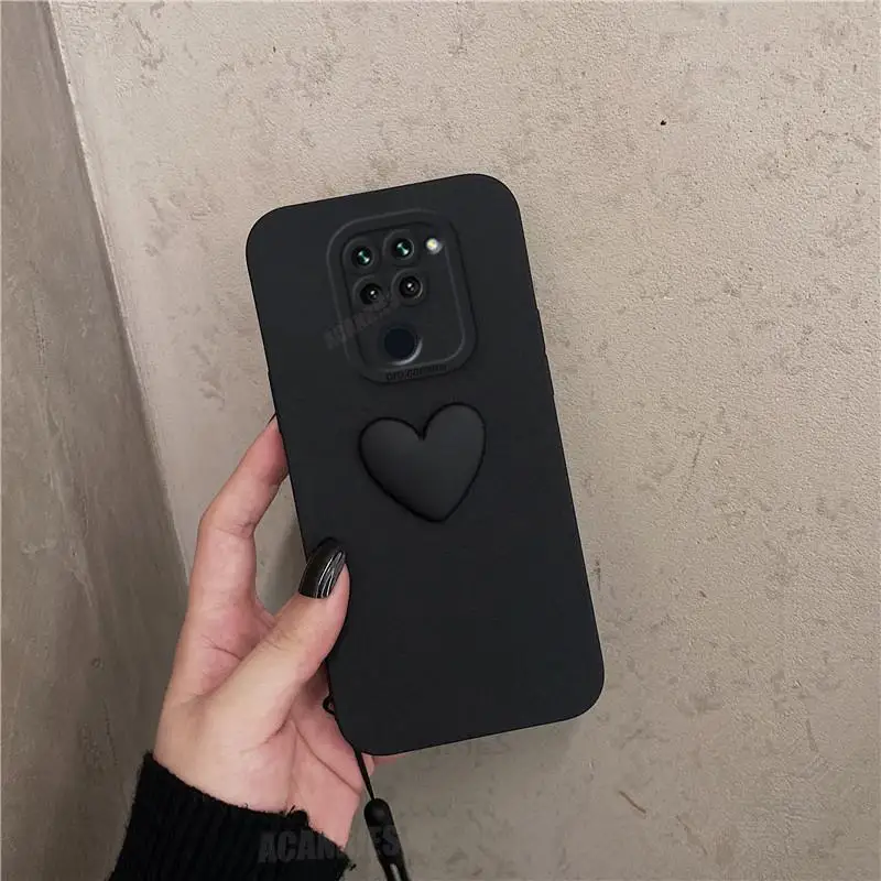 Adorable 3D Love Heart Silicone Case with Lanyard Wrist Strap – Soft Protective Cover