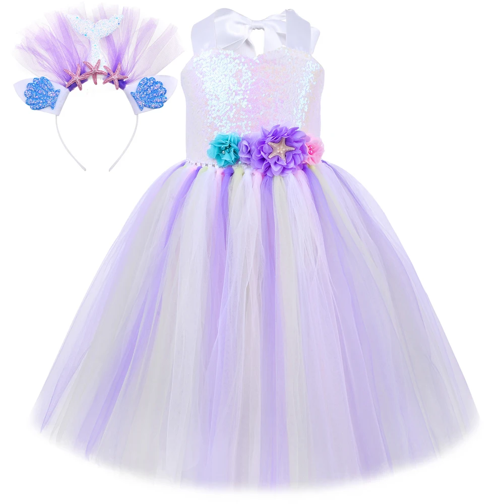 

Flower Mermaid Costumes for Girls Birthday Party Halloween Dress Tutu Outfit for Kids Girl Seamaid Ball Gown Princess Dresses