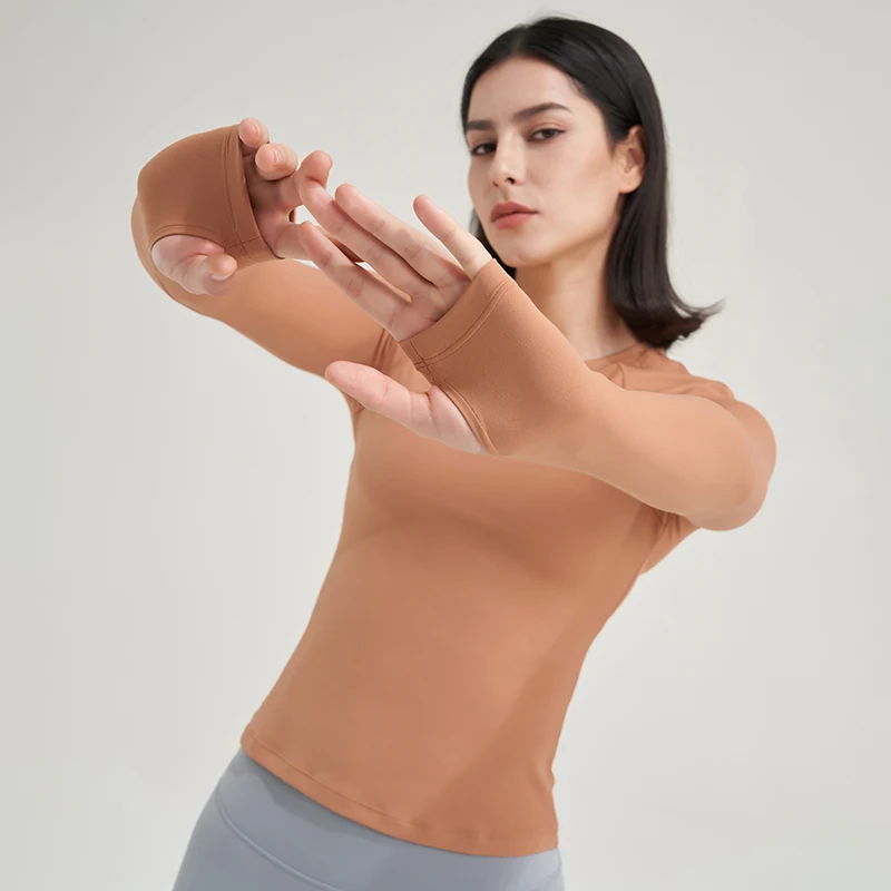 SOISOU Nylon Gym Top Yoga Shirt Fitness Sport Women Clothing Elastic Breathable Pilates Long Sleeve Tops 5 Colors 4 Size Best Sellers In Sports & Entertainment