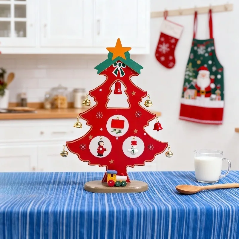 Creative Christmas Wooden Desktop Ornaments, Christmas Home Decorations, Painted Christmas Tree Decorations, Christmas Gifts