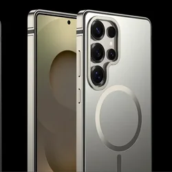 Heavy - Duty Metal Case with Magnetic Charging Ring Protection - S25 Ultra (Titanium)