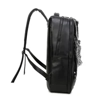Avant Garde Men Backpack Leather Bagpack Student 3D Embossed Spatial Wolf Sword Skull Travel Shoulders Laptop School Bag Restore 2