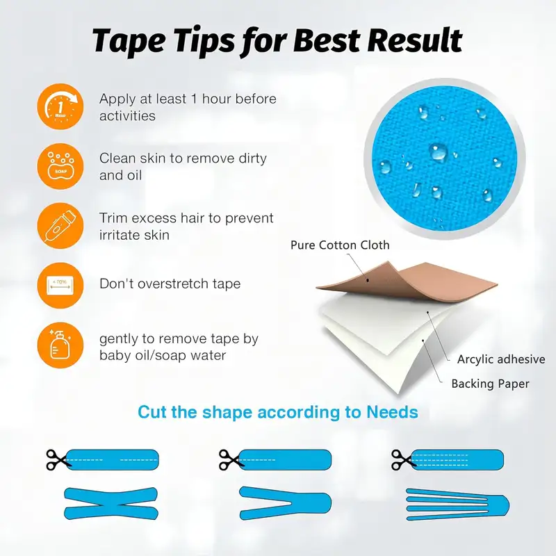 80pcs Sports Tape Cotton Elastic Precut kinesiology Tape for Support Athletic Tape for Muscle Strain Relief Adhesive Sport Strap - Image 5