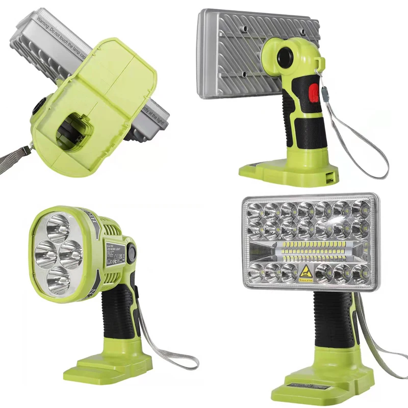 

For Ryobi ONE+ 18V Li-ion Ni-Cad Ni-Mh Battery Work Light Portable Flashlight Outdoor Spotlight Emergency Light LED Tool Lamp