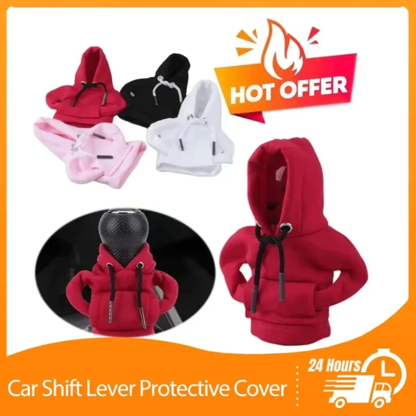 Car Shift Lever Handle Kit Car Gear Shift Washable Hoodie Cover Decoration Creative Funny Universal Interior Accessories