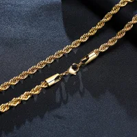 Vnox Dainty Gold Color Rope Chain Necklaces for Women Men,Chic Twisted Collar, Waterproof Stainless Steel Link 2/3/4/5mm Width 5