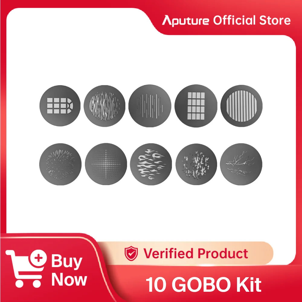 Aputure 10 Gobo Kit Photography Fill Light Projection Projection Film for Spotlight Mount