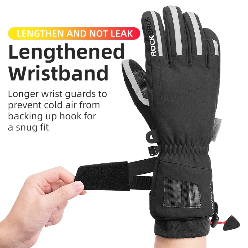 ROCKBROS Winter Ski Gloves Snowboard Gloves Snowmobile Motorcycle Riding Winter Gloves Windproof Waterproof Unisex Snow Gloves 4