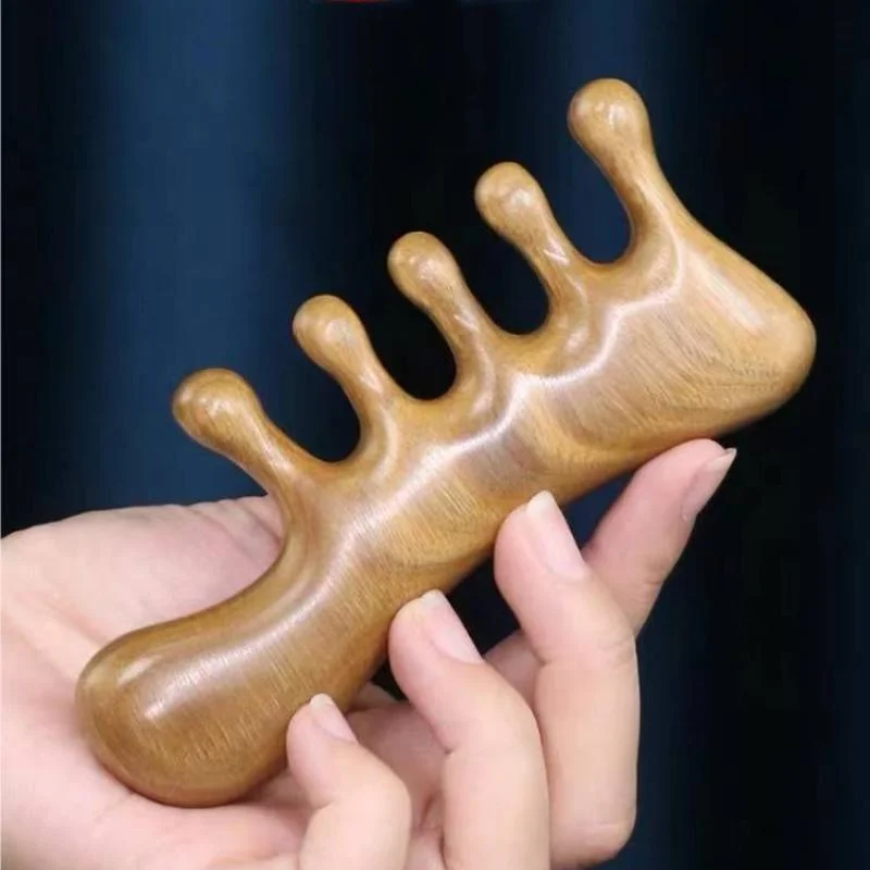 

Natural Sandalwood Massage Comb Gua Sha Meridians Massager Scalp Scraping Wood Hair Comb for Head Care Relaxation Acupoint