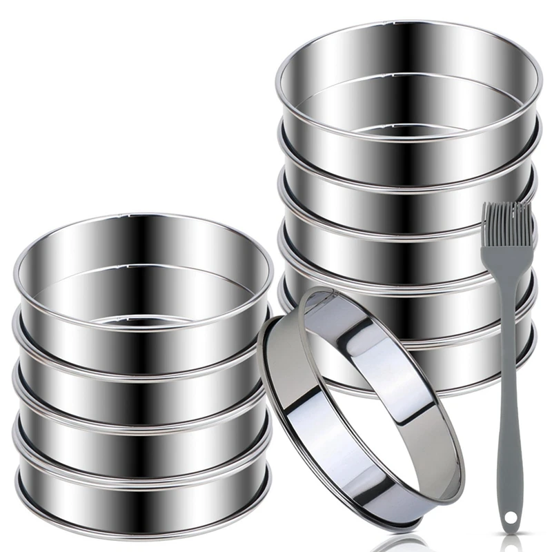 

10PCS 4 Inch Double Rolled Stainless Steel Mold Crumpet Rings Mold For Baking Tart & Crumpets
