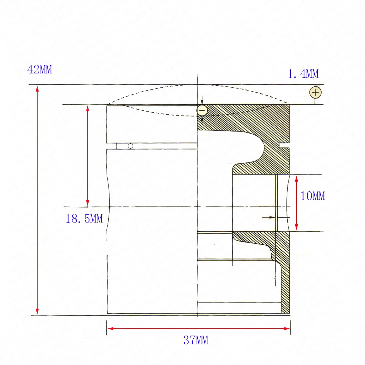 IP000596 INPARTS Testata re raffreddato ad aria, Ghisa, 37 mm per IP000596 INPARTS Testata re raffreddato ad aria, Ghisa, 37 mm per