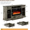 Fireplace TV Stand for 80 Inch TV, Entertainment Center with 36" Electric Fireplace, Media Console Cabinet for Living Room 6