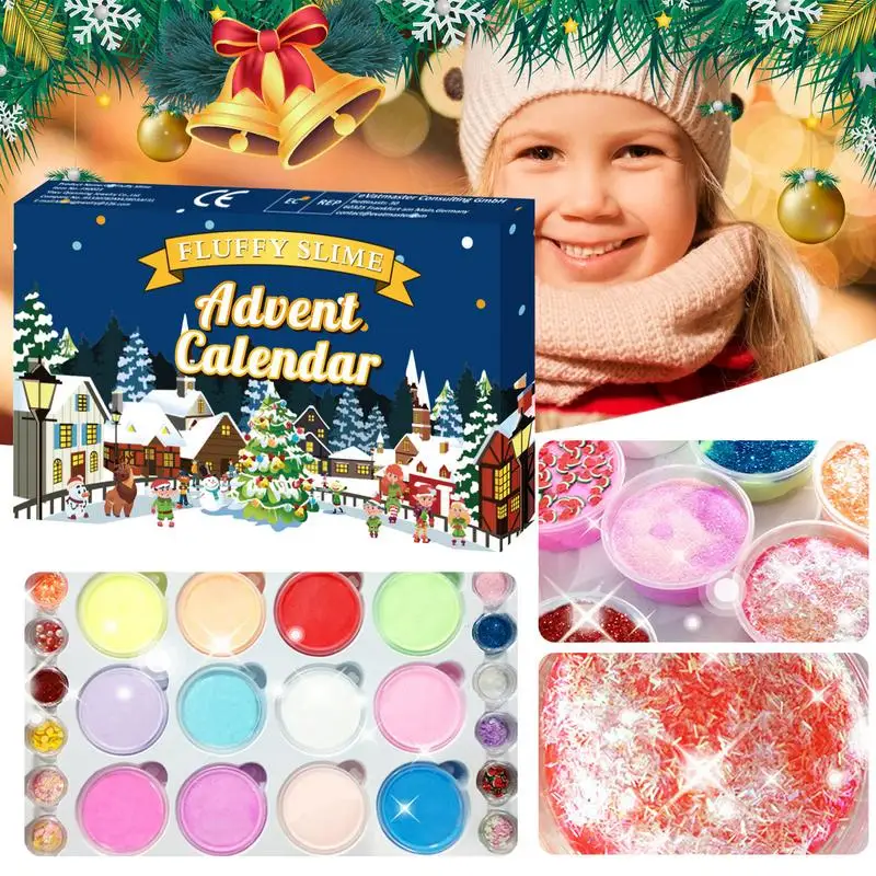 

Fluffy Clay Advent Calendar Set 24 Days Christmas Countdown Foaming Adhesive Toys Set Holiday New Year Gift For Children