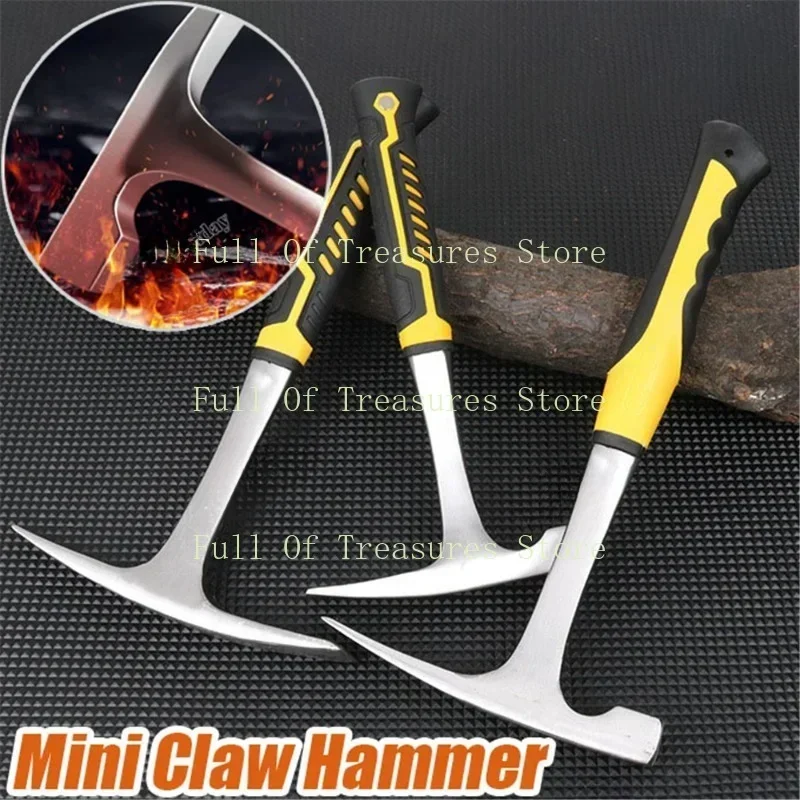 Mini Claw Hammer Professional Geological Hammer Multifunctional Tool Pointed Tip Rubber Handle Grip Carpenter Hammer
