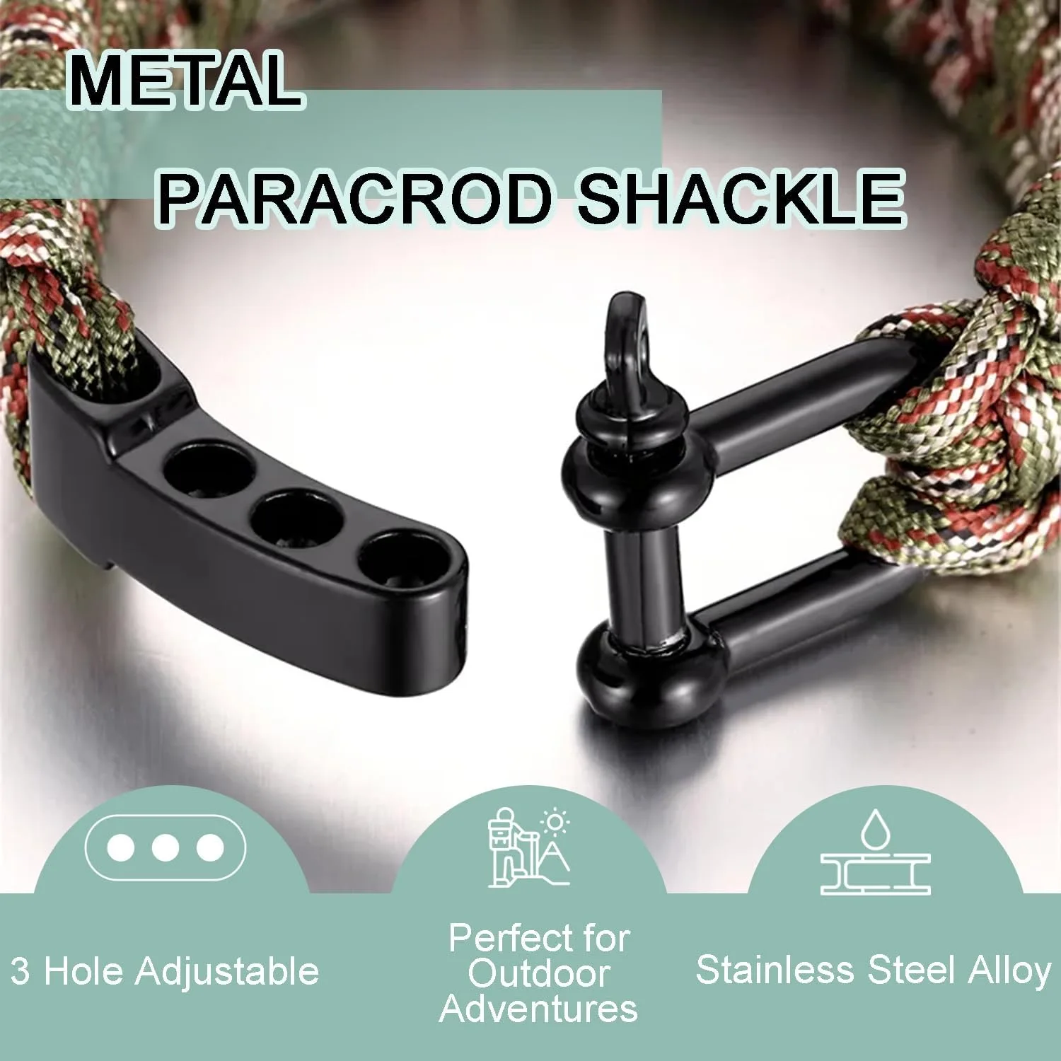 Set of Paracord Bracelet Metal Buckles - Durable U/O Ring Shackle Clasps for Outdoor and Camping Accessories