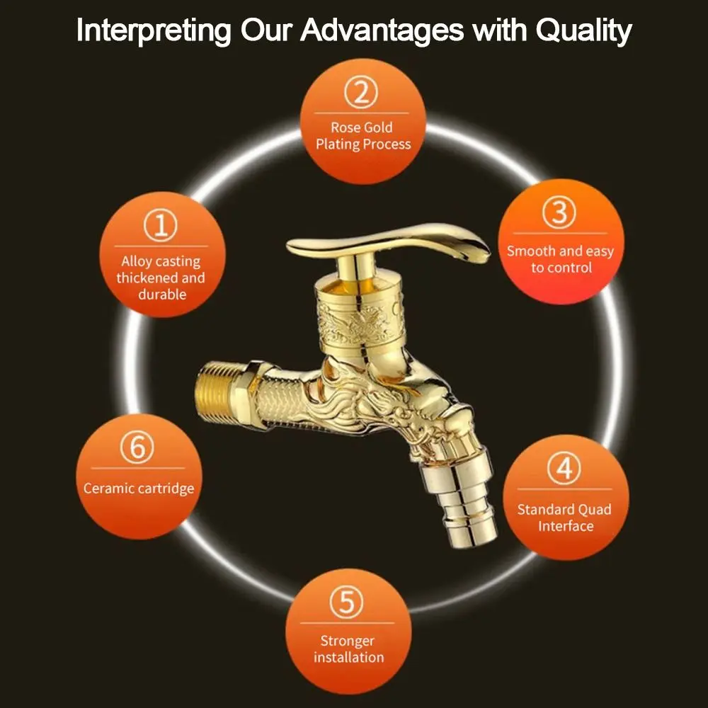 Antique Dragon Carved Water Taps Garden Faucet Bibcock Washing Machine Outdoor Mop Wash Basin Vintage Style garden bibcocks bathroom faucet washing machine faucet water tap faucet