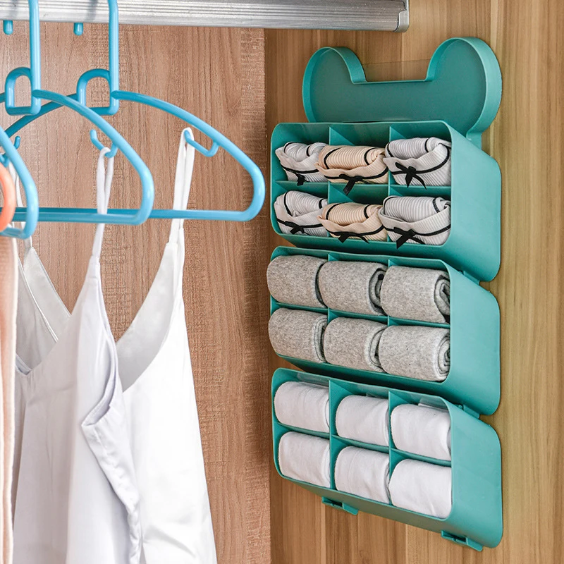 

Wall-mounted Underwear Organizer Creative Wardrobe Socks Storage Box Multi Dormitory Bra Sock Container Storage Hanging Divider