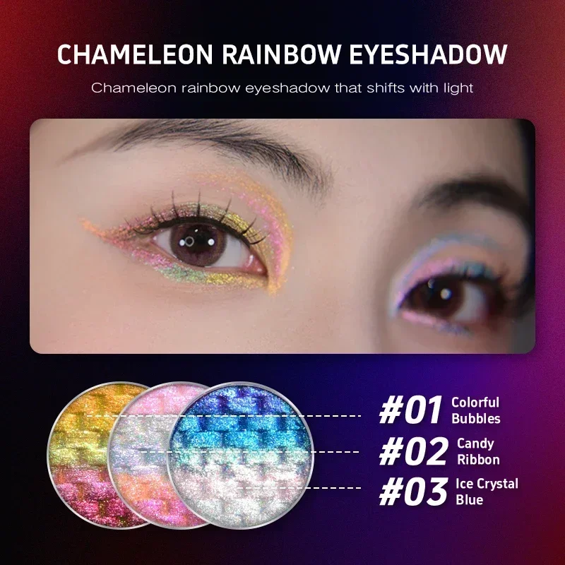 CHARMACY Rainbow Duochrome Eyeshadow 5 Colors Shimmer Multichrome Long-lasting Eye Shadow Cosmetic Makeup for Women eye shadow eye shadow plate