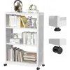 Mobile 3 Tier Bookshelf with Wheels and Adjustable Feet, Metal 3 Shelf Bookcase, Black Heavy Duty Book Shelf for Small Space 1