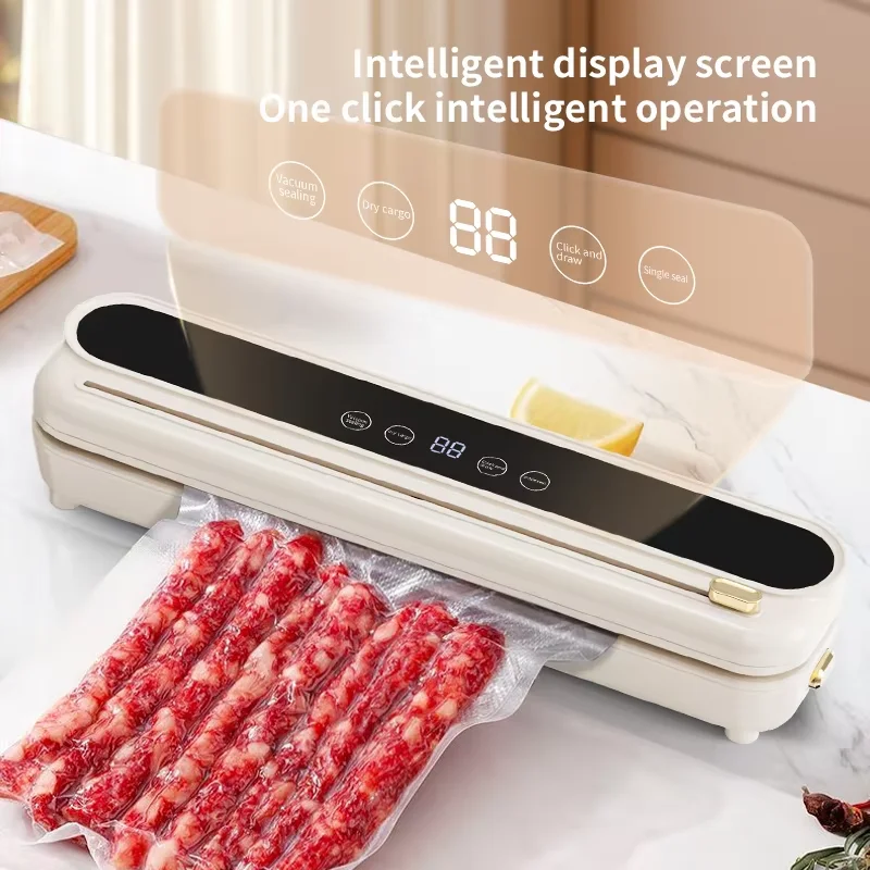 Electric Vacuum Sealer Food Storage Seal Touch Button Dry/Wet Built-in Cutter Kitchen Food Sealing Vacuum packaging machine 2