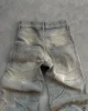Men's and Women's Jeans Splicing Tattered Striped Overalls Denim Loose Low-rise Wide-leg Pants Retro Hip Hop Harajuku Y2k Baggy 3