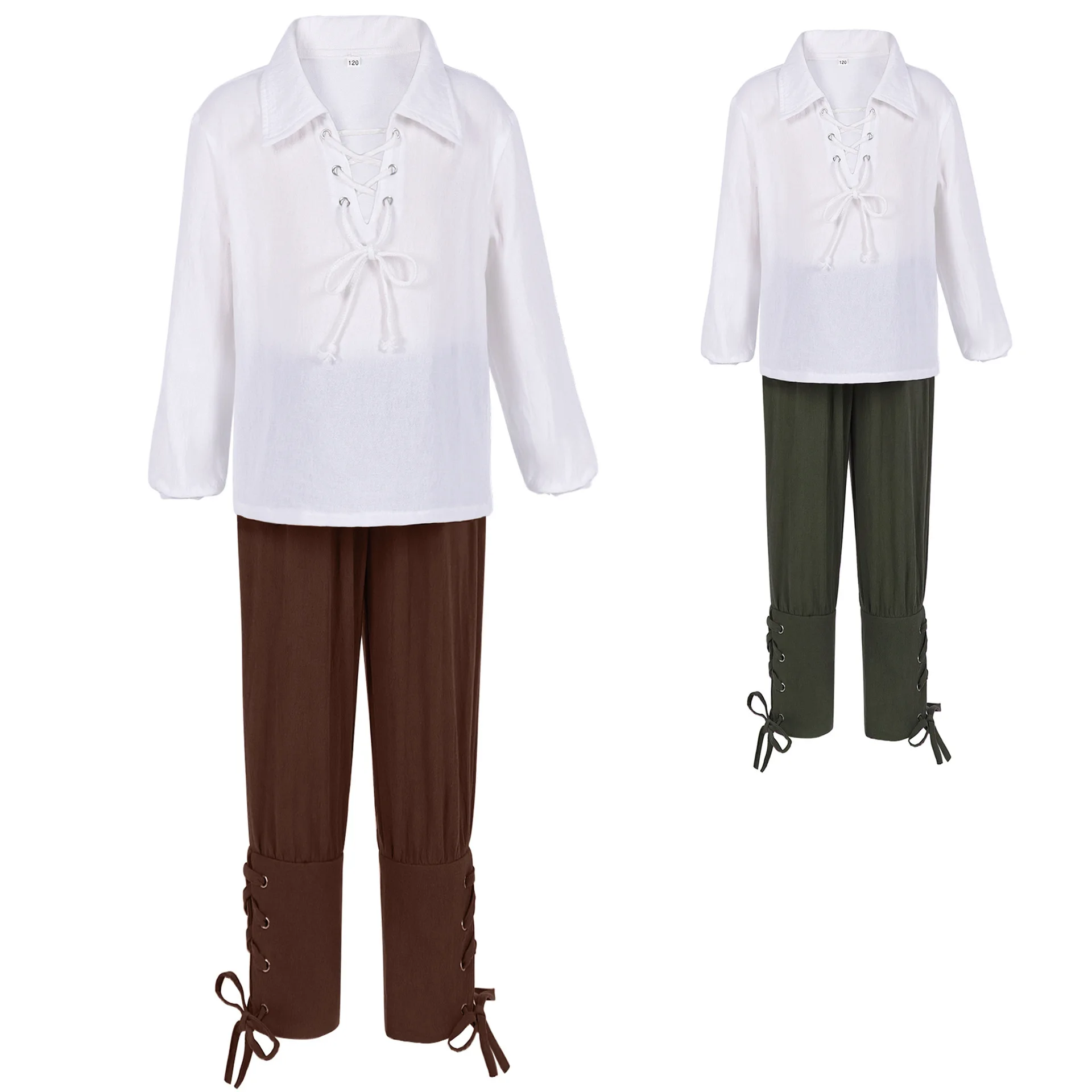 Kids Cosplay Costume Newly Halloween Boys Kids Renaissance Costume Set Medieval Pirate Shirt Pants Viking Costumes Accessories