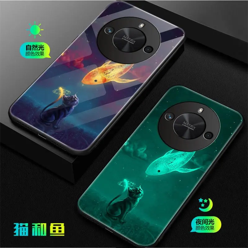 Luminous-Tempered-Glass-Phone-Case-For-Huawei-Honor-X50GT-Cover-For ...